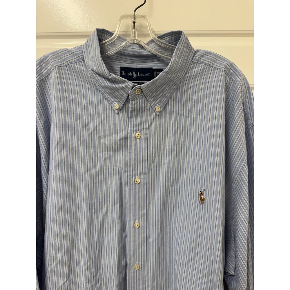 Polo Ralph Lauren Mens 3XB Blue White Striped Oxford Button Down Classic Shirt